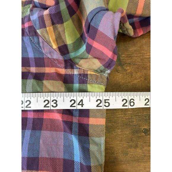 Alan Flusser Button Down Collar Shirt Mens Large Colorful Check Plaid L/S Pocket - Picture 6 of 7